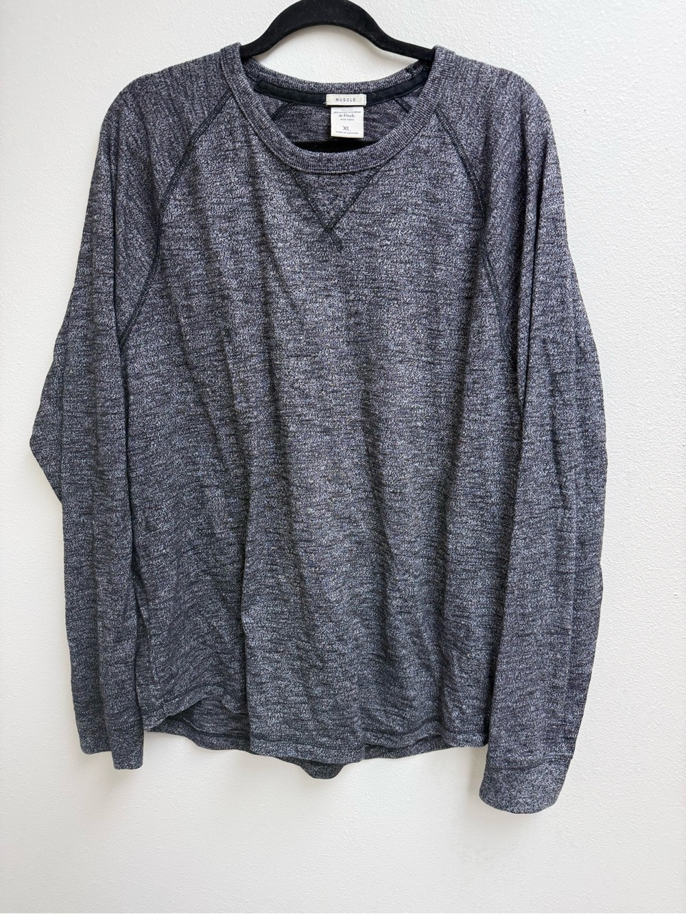 Vintage Abercrombie & Fitch Men's Heather Charcoal Long Sleeve Shirt
